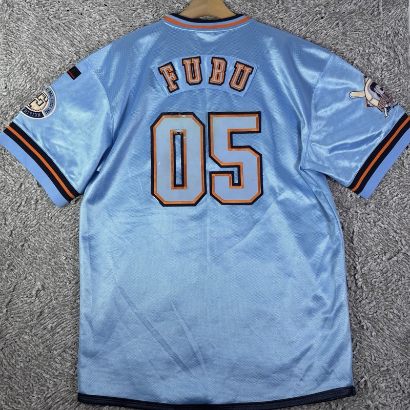 FUBU Jersey Mens Large EASTSIDE Blue 2005 V-Neck Heavyweight 50 Cent Y2K Hip Hop gallery