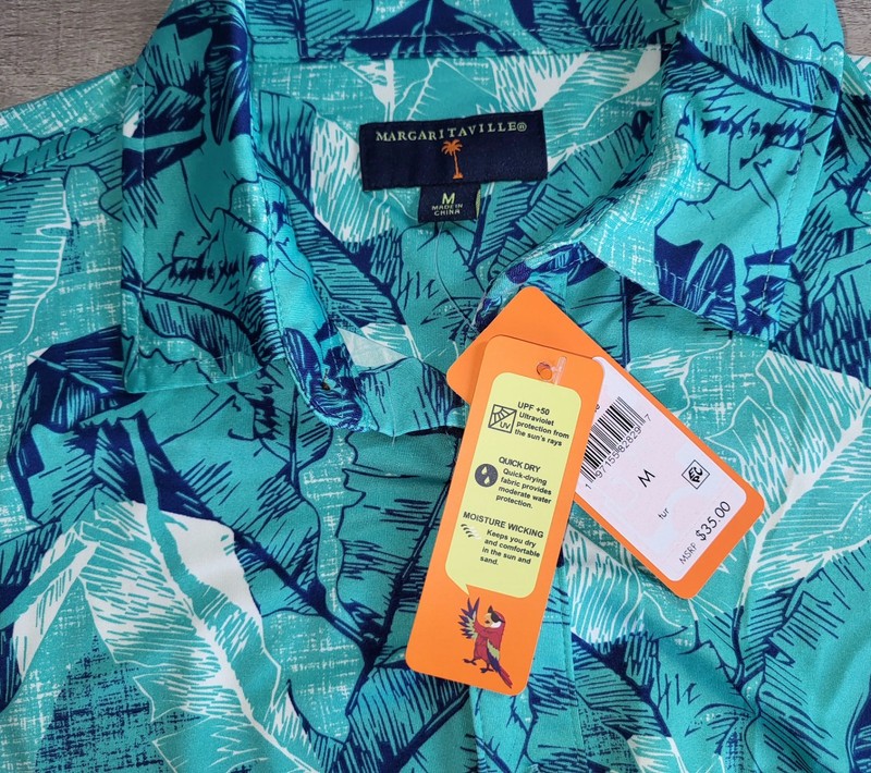 Margaritaville Palm Leaf UPF +50 Moisture Wicking Quick Dry Shirt Men's M NWT gallery
