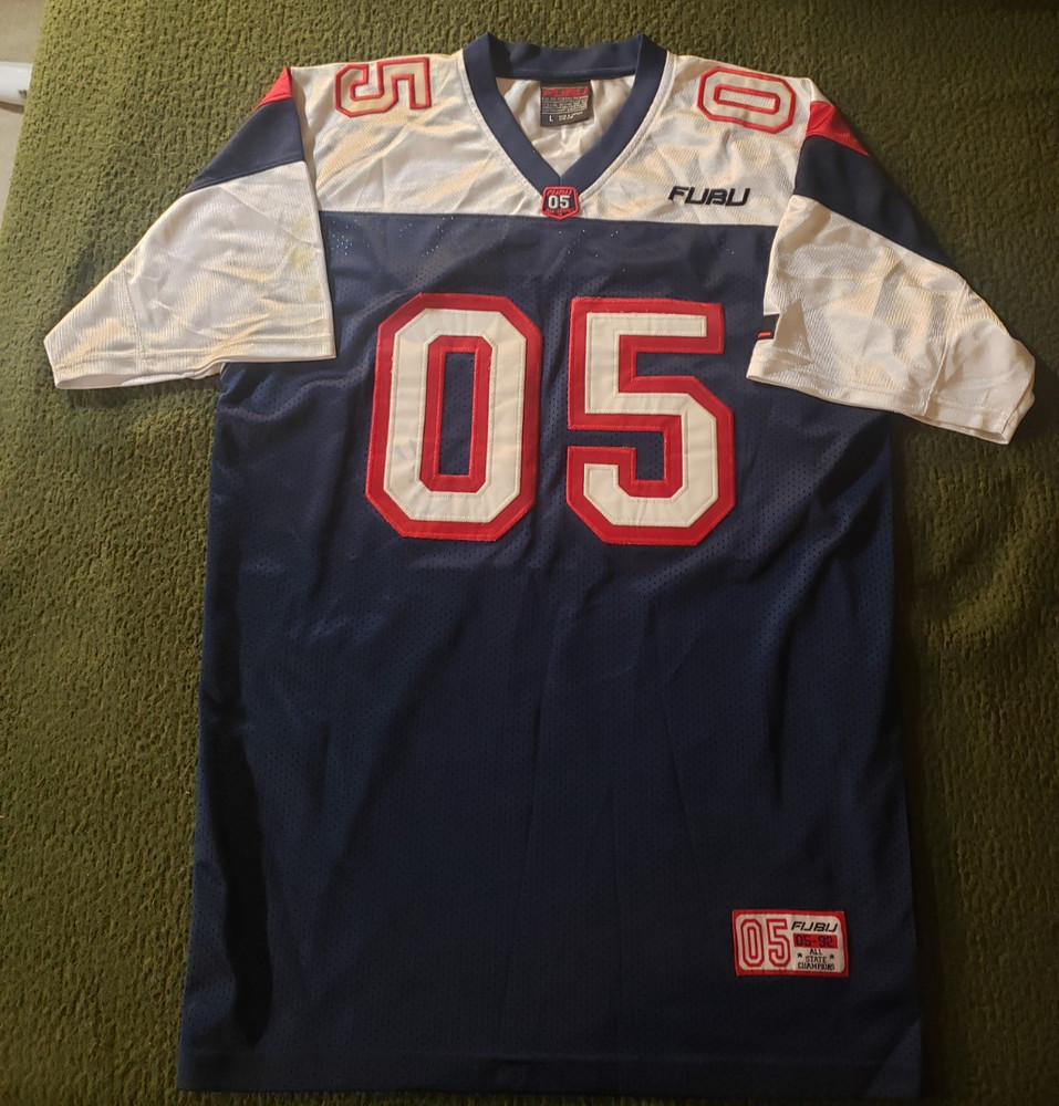 Vintage FUBU Jersey Mens Large Blue White Red 05 ALL STATE Football Y2K 90s