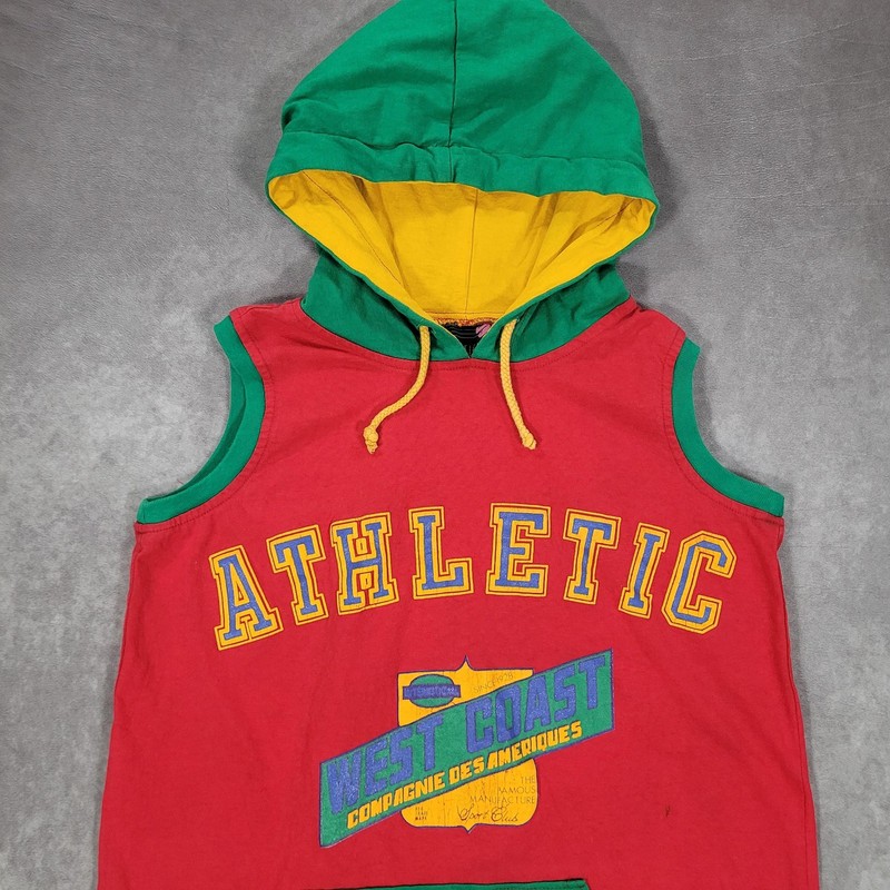 Vintage Active Elements Shirt Mens Medium Red Hooded Colorblock West Coast gallery