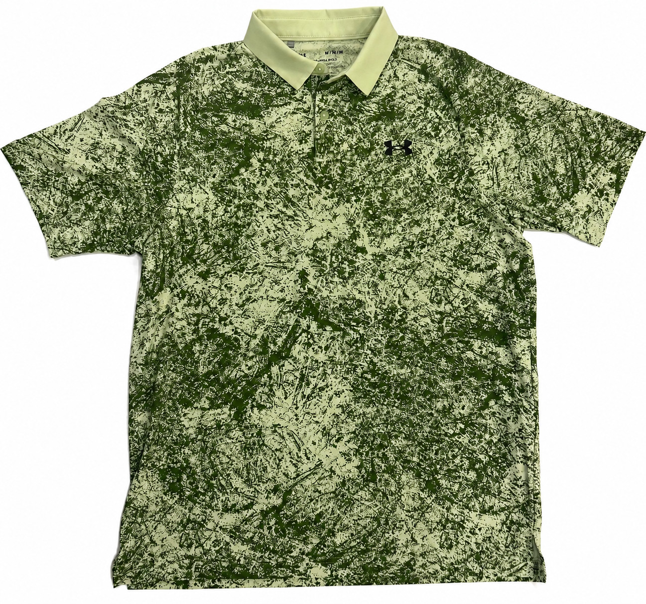 Under Armour Iso-Chill Polo Men’s Medium Green White Abstract Golf Shirt Loose F gallery