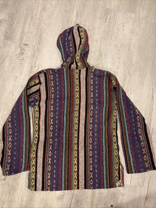Mens Patchwork Hippy Winter Zip Jacket Hooded. Medium Drug Rug Poncho 0271 gallery