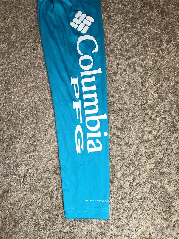 Men's Columbia Deep Waves Turquoise Long Sleeve Sun Tee Shirt Medium MSRP $40 gallery