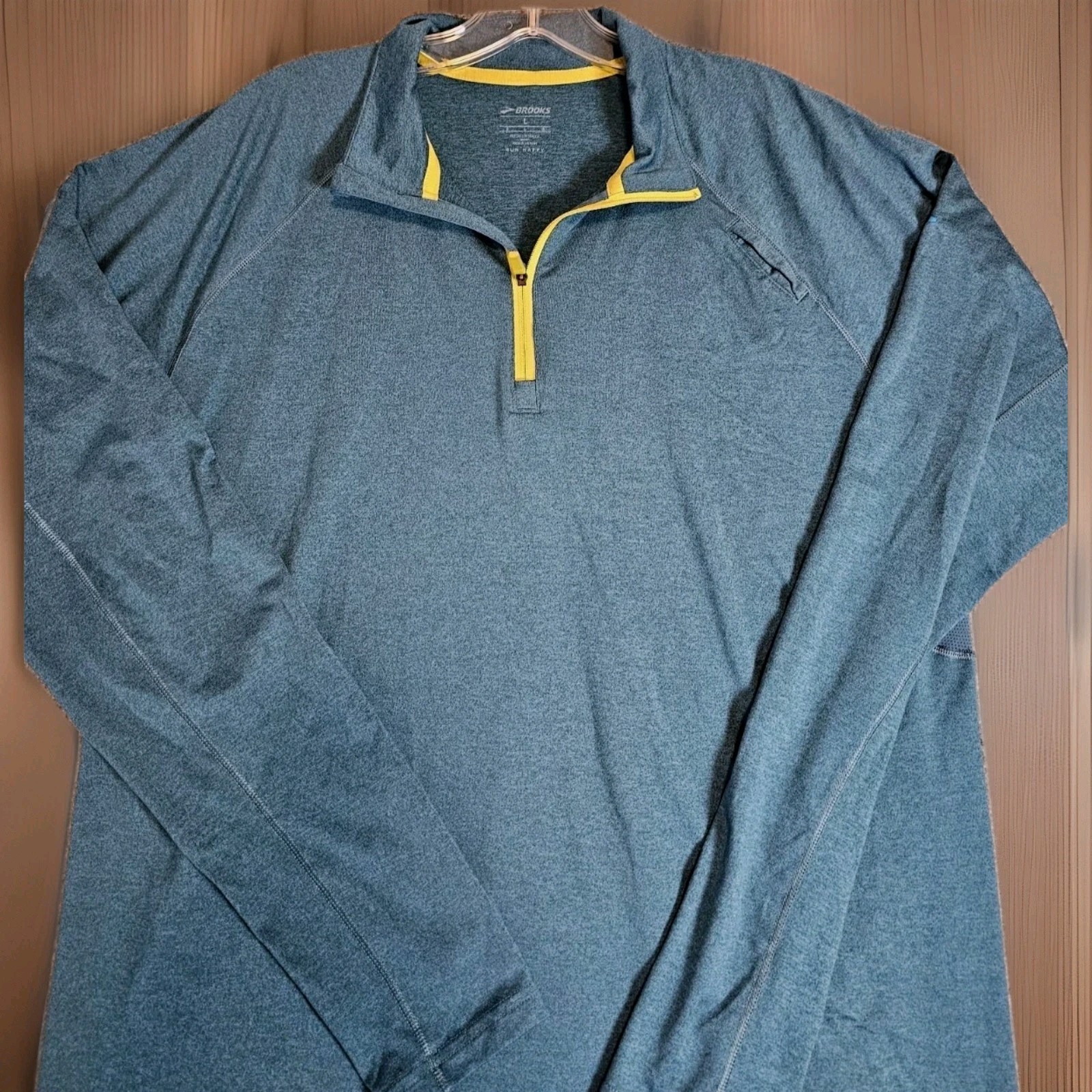Brooks Dash Men's Large T-Shirt Blue Running Quarter Zip Long Sleeve gallery