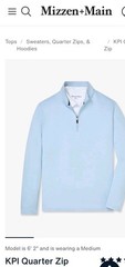 MIZZEN+MAIN Men’s KPI Quarter Zip Cloud Blue Small Regular Casual Golf New