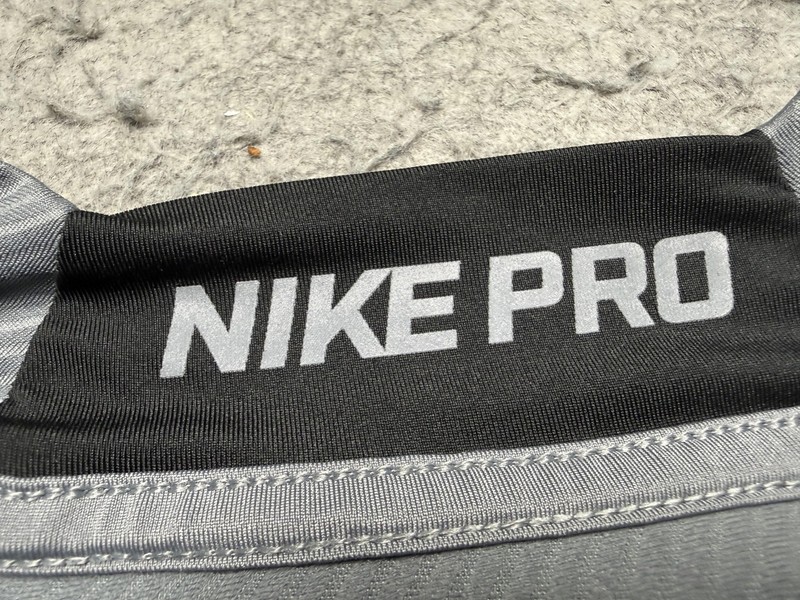 Nike Pro Dri-FIT Shirt Mens Large Gray Long Sleeve Fitted Training Chevron Top gallery