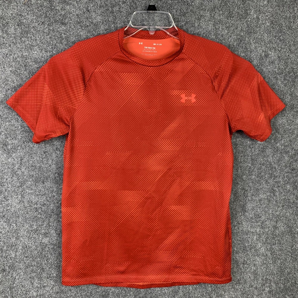 Under Armour The Tech Tee Men Small Red Subtle Geometric Pattern