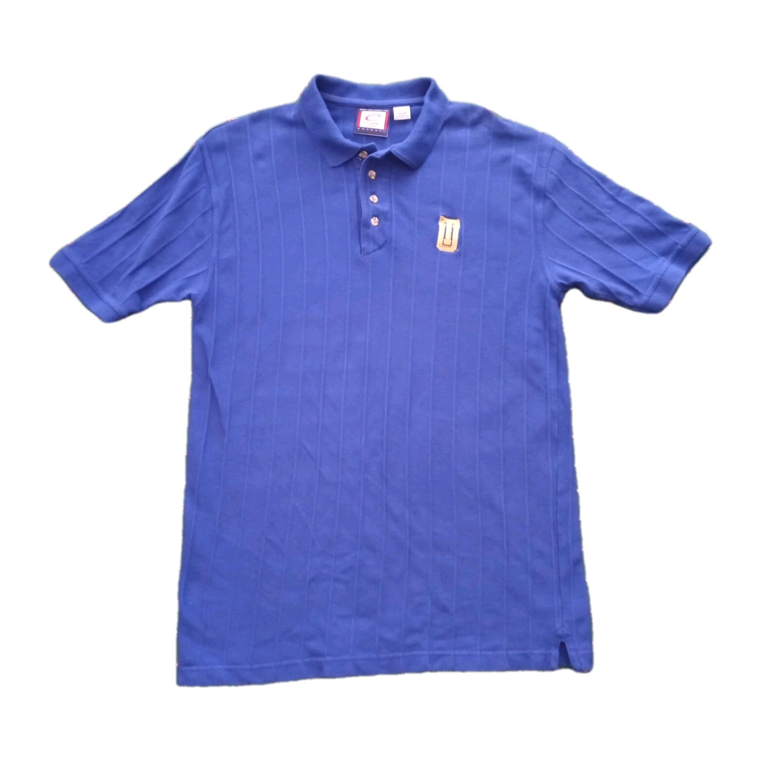 VTG Men's Large TU Blue Ribbed Knit Polo Shirt Tulsa University Sports Apparel gallery
