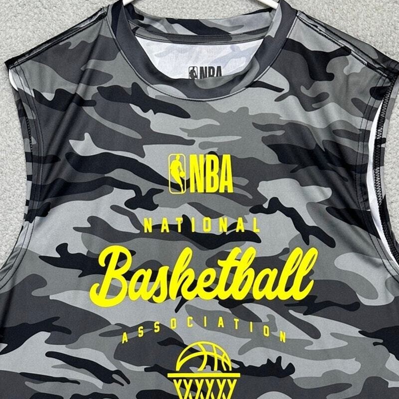 NBA Basketball Shirt Mens Large Grey Tank Top Camo Sleeveless Performance EUC gallery
