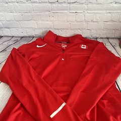 Nike Canada Team Issued 1/2-Zip Running Top Red 854172-611 Men’s Size M Medium