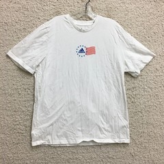 Adidas Shirt Extra Large Adult White USA Flag Crewneck Short Sleeve Tee Mens XL