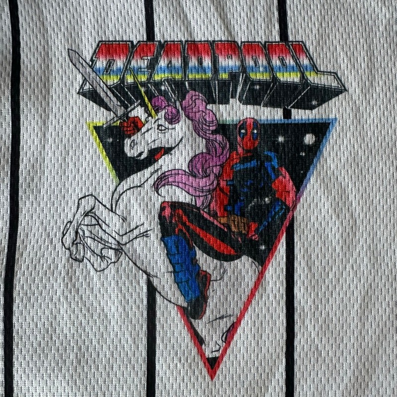 Marvel Deadpool Jersey Men XL Deadpool on Unicorn Chest and back gallery