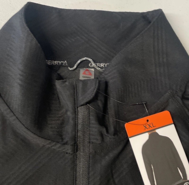 GERRY Men's Active Quarter Zip Regular Fit Pullover Shirt XXL Stretch BLACK 1/4 gallery