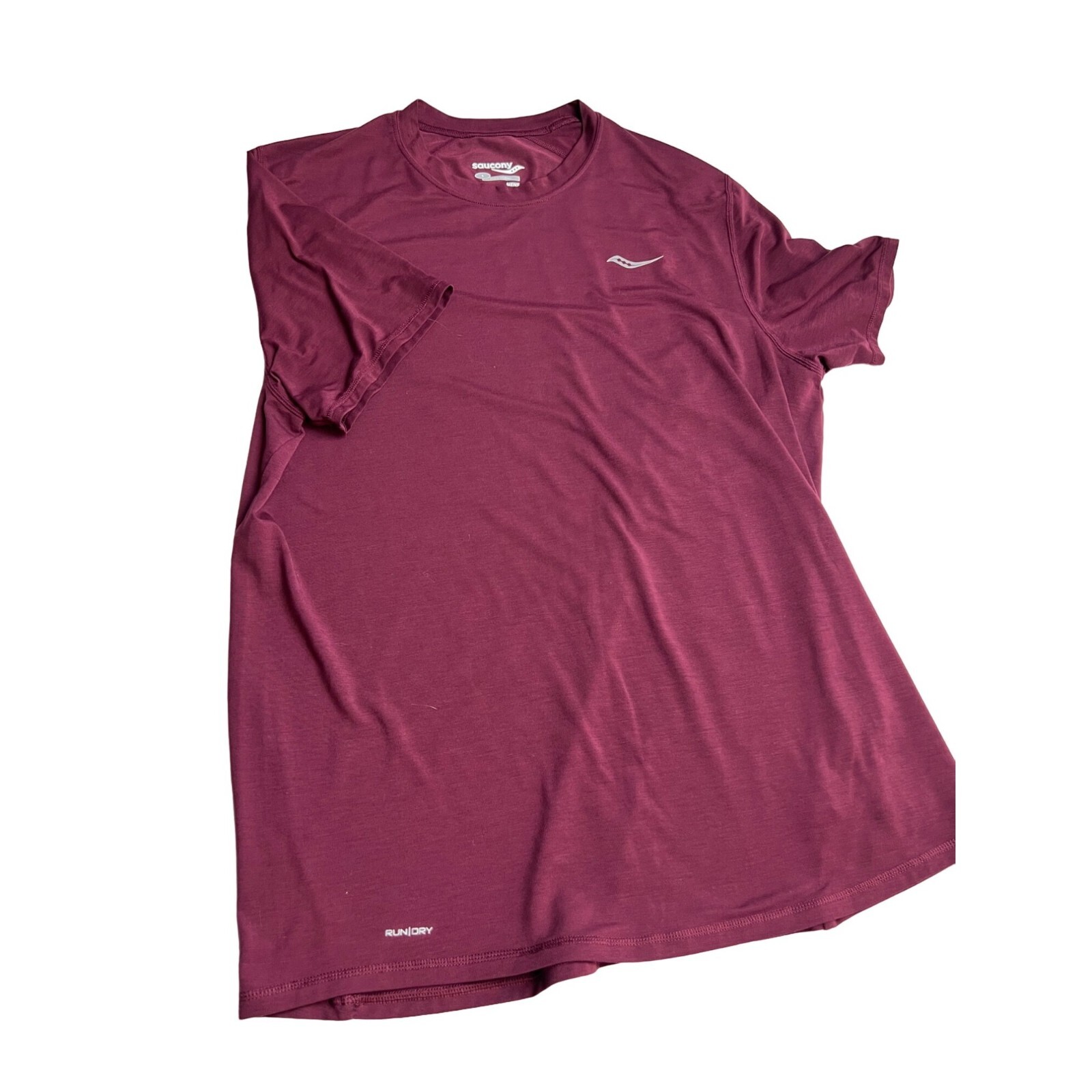 Saucony Men Running Shirt Heather Red Polyester Tencel Blend Stretch Small S gallery