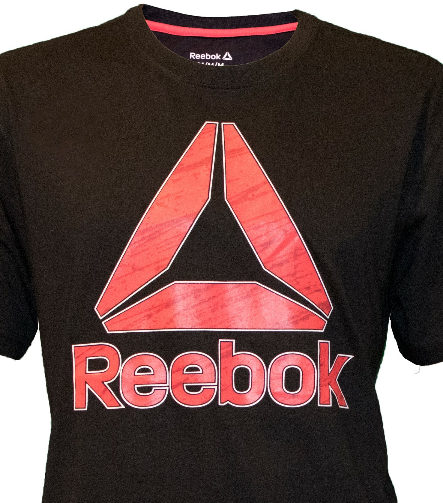 Reebok Men's Red Birch Delta Tri Athletic Performance Gym Workout Black T-Shirt gallery