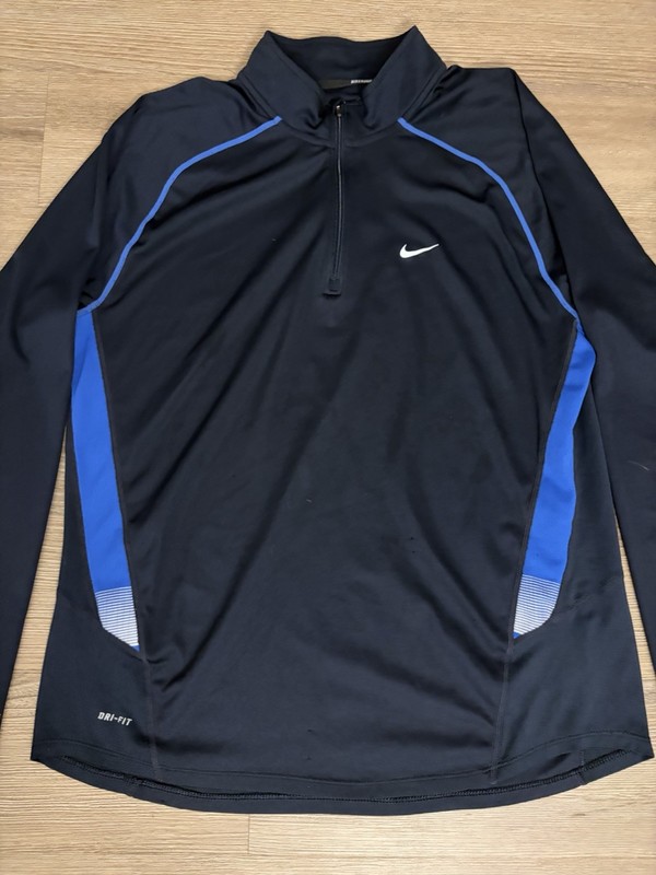 Nike Dri-FIT 1/4 Zip Pullover Men's Mock Neck Long Sleeve Black Blue Size L gallery