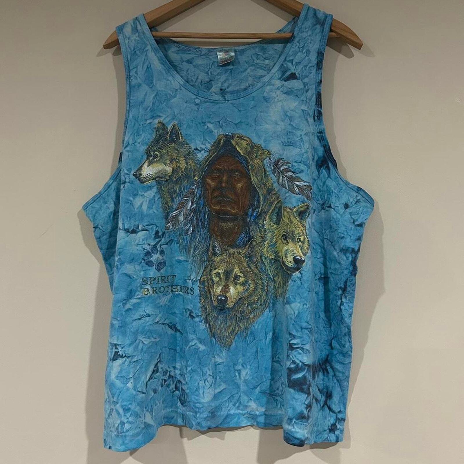Vintage Native American Wolves Spirit Brothers Tank Top gallery