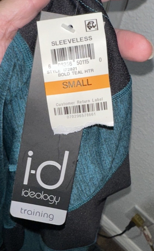 ID Ideology Training Bold Teal & Black Sleeveless Tee Shirt S NWT New Gym gallery
