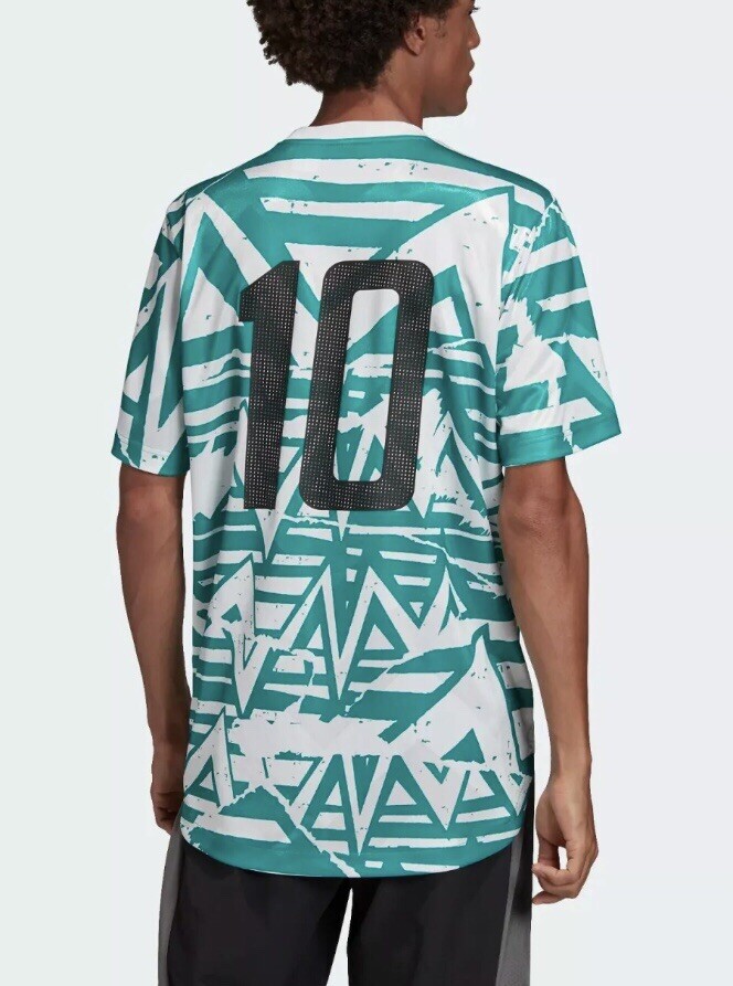NWT ADIDAS Soccer TANGO DNA GRAPHIC Number 10 Jersey White/Glory Green SZ M gallery