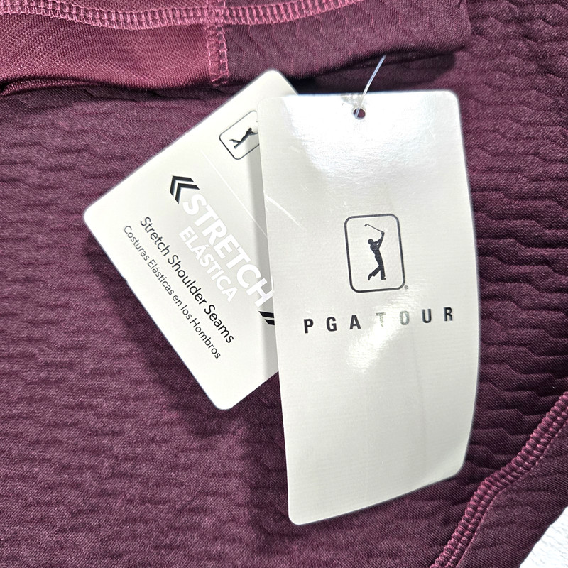 PGA Tour Men's Large Golf Thermal Stretch Burgundy 1/4 Zip Pullover Jacket New gallery