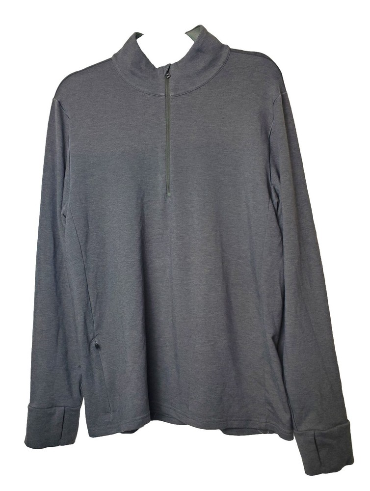 Prana Shirt Men Medium Quarter Zip Pullover Hiking Activewear Green Long Sleeve