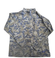 Fish Hippie Camouflage 1/4 Zip Pullover Long Sleeve Top Green Blue Beige