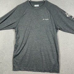 Columbia PFG Shirt Mens Small Grey Performance Fishing Graphic Print Long Sleeve