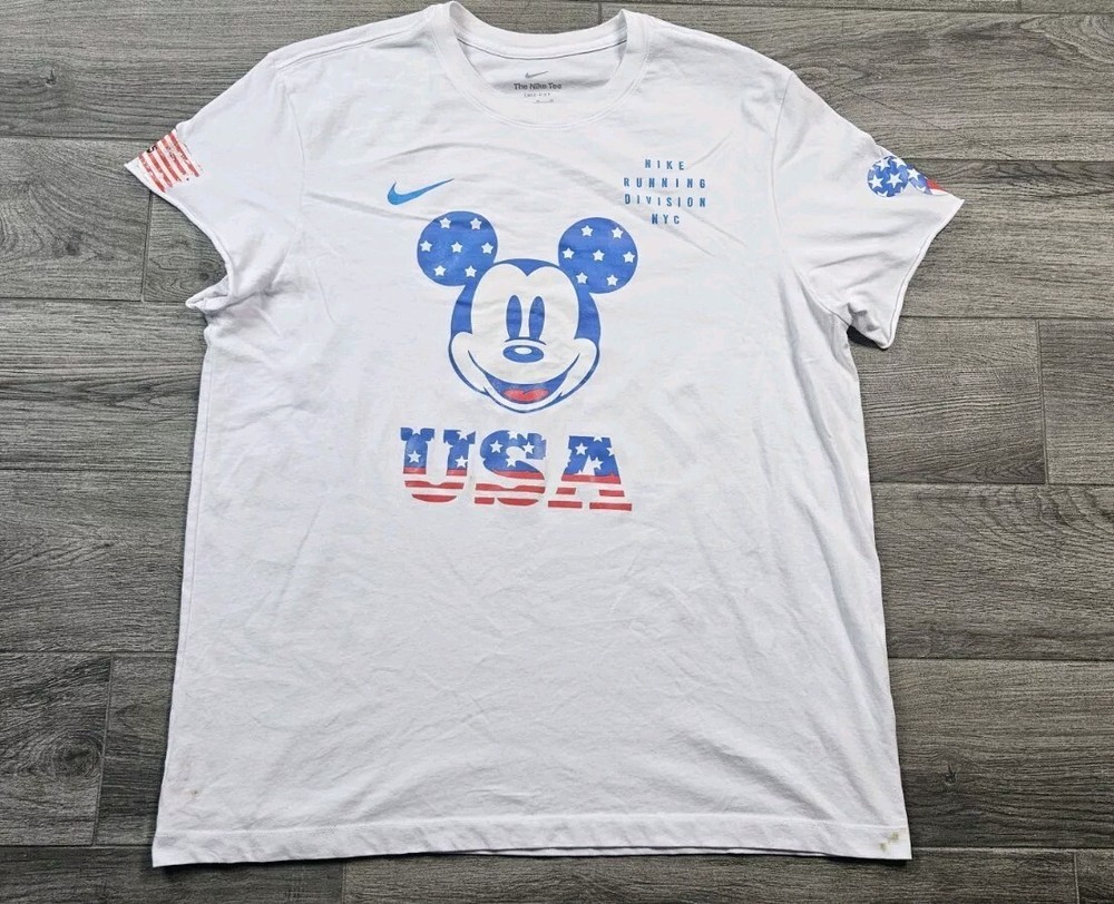 Nike Run Division Mickey Mouse USA Patriotic Dri-Fit Shirt Mens XL