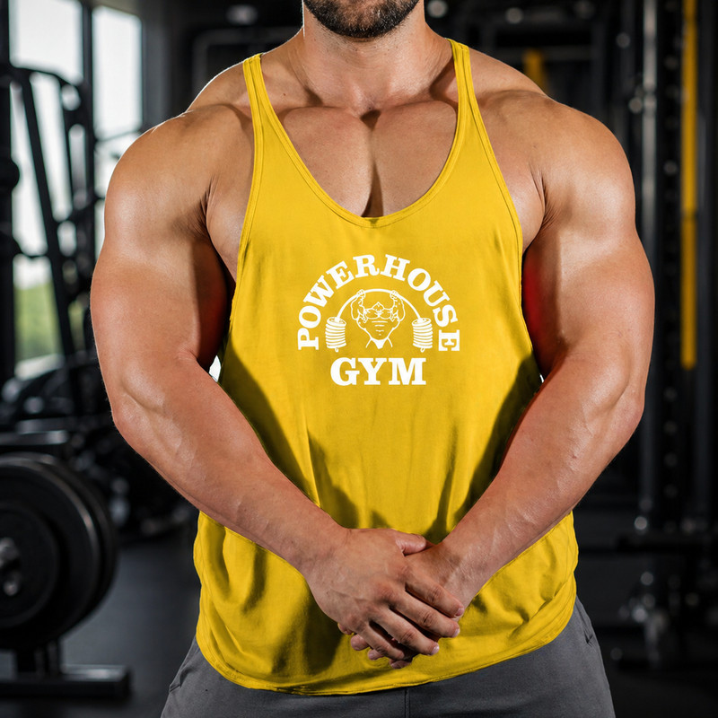Men Tank Tops Sleeveless Y-Back Shirts Gym Stringer Bodybuilding Fitness Vest gallery