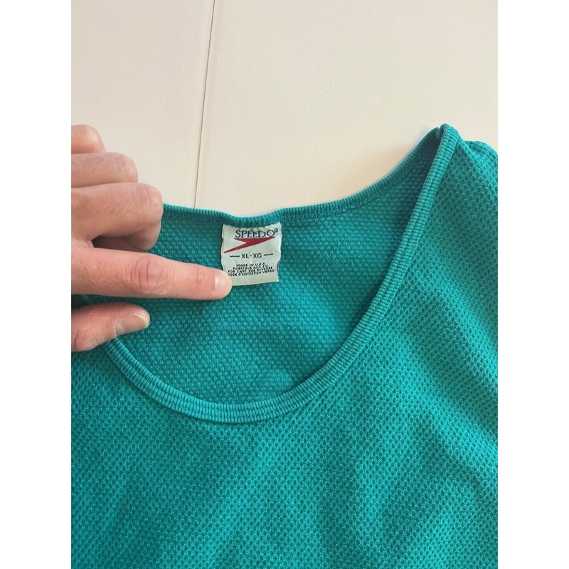 VTG USA Made Speedo Teal Mesh Athletic Tank Top Mens XL 90s Gym Workout gallery