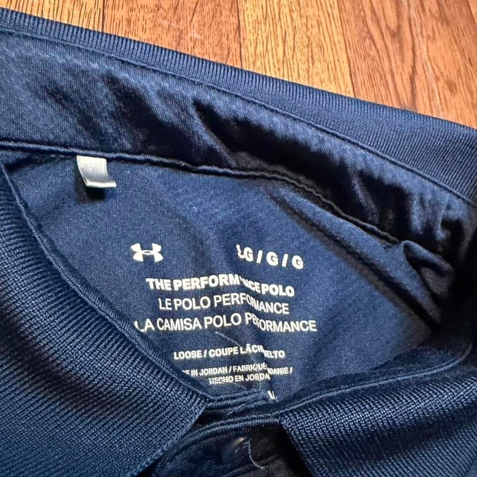 Under Armour Blue Thermal Performance Retro Sportswear Polo Button Shirt Large gallery