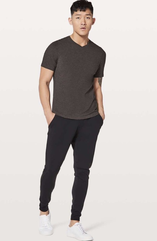 Lululemon Mens 5 Year Basic V-Neck Updated Fit Heathered Garnet Size Small gallery
