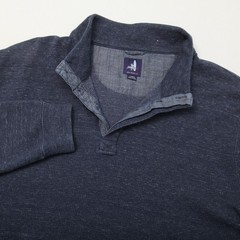 Johnnie-O Men’s Wake Blue Thermal Button Mock Neck Activewear Top Large