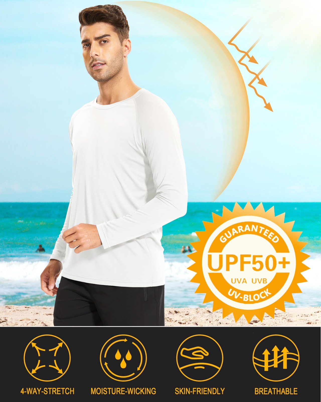 Men's Rash Guard Swim UPF 50 UV Sun Protection Athletic Long Sleeve Shirt for... gallery