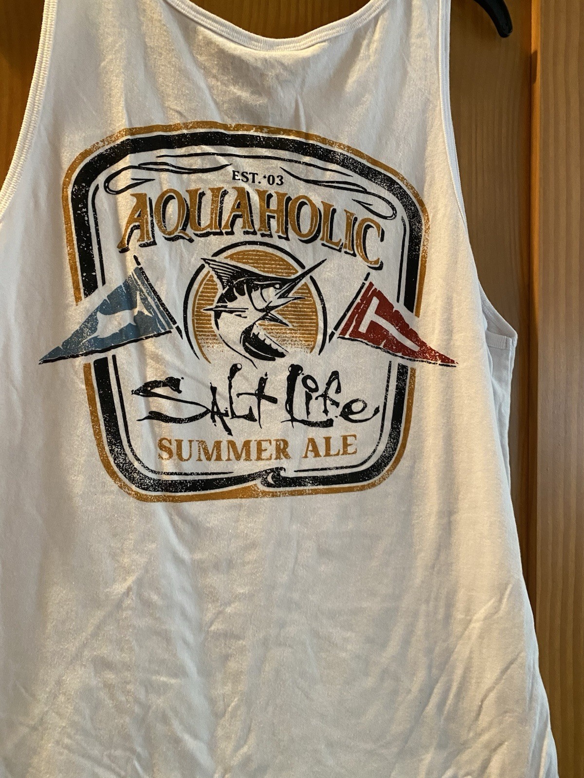 Salt Life Men’s White Aquaholic Summer Ale Tank Top NWT Size M gallery