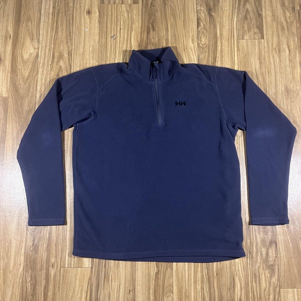 Helly Hansen Pullover Mens XL Blue Fleece 1/4 Zip Mock Neck Hiking Ski Outdoor
