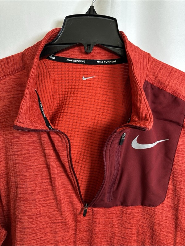 Nike Running Mens Therma Sphere Element 1/4 Zip Sweatshirt Orange XXLT #5387 gallery