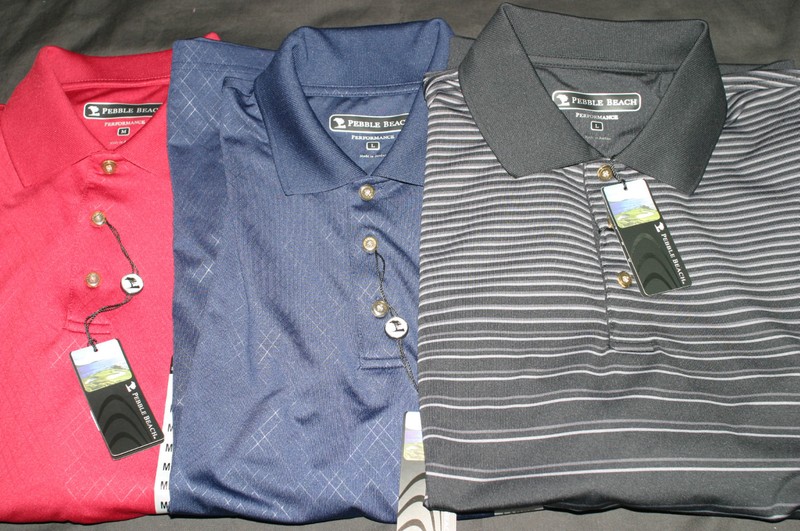 Pebble Beach Performance Dry Fit Polyester Stretch 3 button Golf Polo S/S Shirt gallery