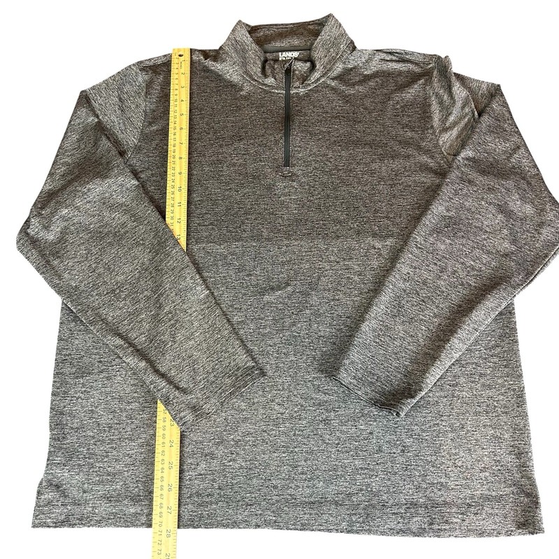 Lands End Quarter Zip Men Shirt Large Gray Heather Space Dye Athleisure Pullover gallery