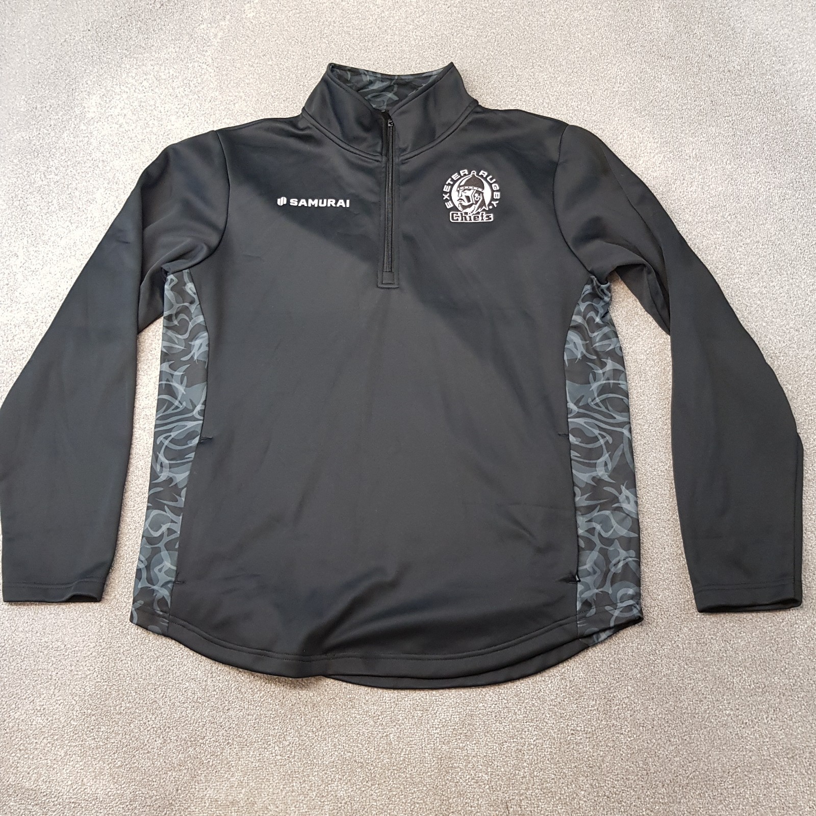 Exeter Rugby 1/4 Zip Top 2XL XXL Black Chiefs Pullover Drill Training Samurai gallery