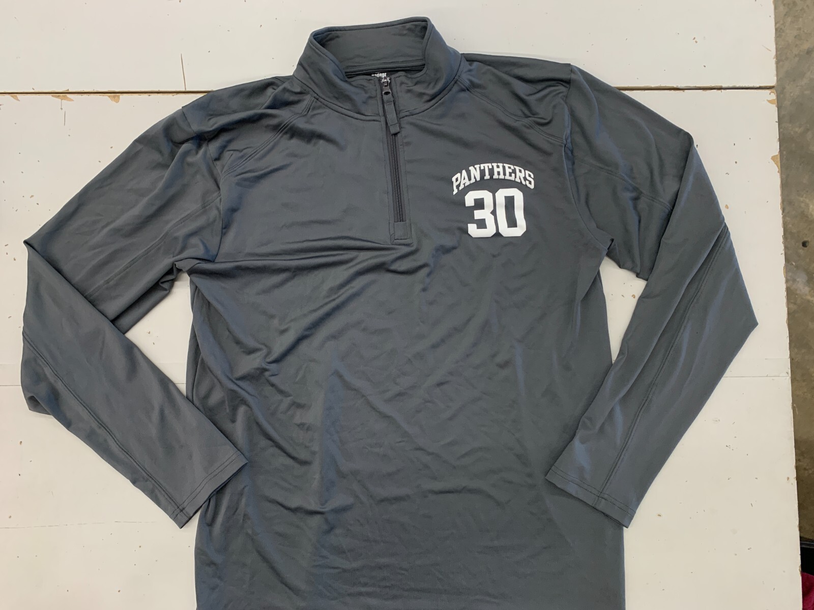 Badger Sports Panthers #30 Pullover Quarter Zip Jacket Men's Large Gray gallery