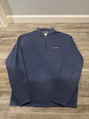 Peter Millar Ross Performance Baseball Collar 1/4 Zip Hualalai Resort Blue Sz S