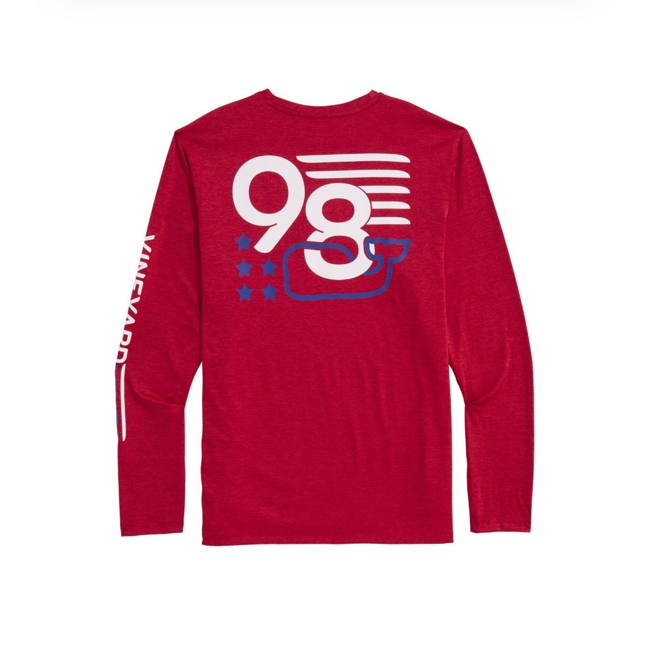 Vineyard Vines Performance T-Shirt Medium Men's Red 98 Whale Flag Americana gallery