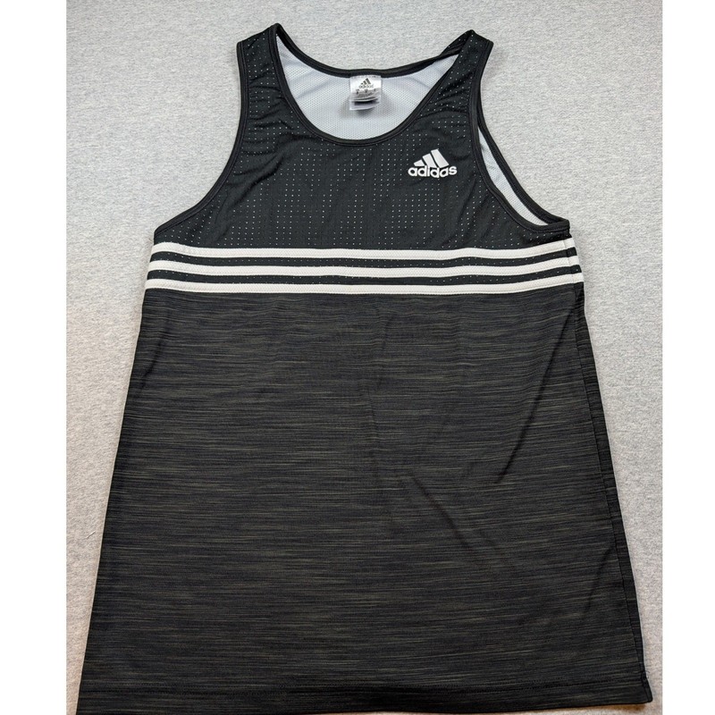 Lot of 3 Adidas and Asics Mens Running Tank Tops Size Small Black Gray Workout gallery