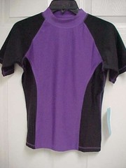 BLUE ANGEL Men Purple Black Swimwear Scuba Surfing Pullover Shirt Top M New Tag