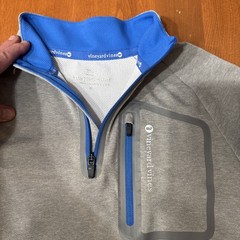 Vineyard Vines Performance 1/4 Zip Mens Medium Gray w Blue Accents Pullover