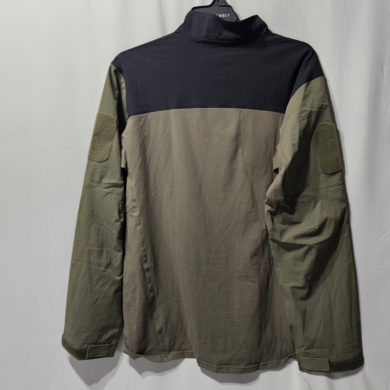 Army Type Pullover With Area For Patches Mens 2xl Fitted Black/Green 1/4 Zip gallery