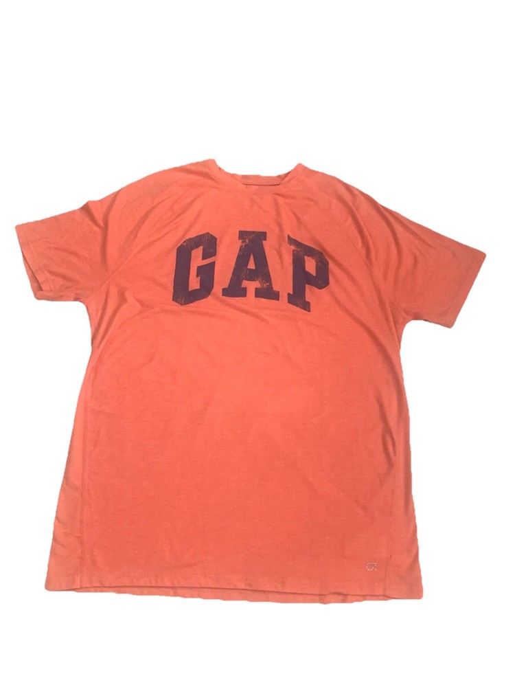 GapFit Men's Performance T-Shirt Logo Tee Large Polyester Orange