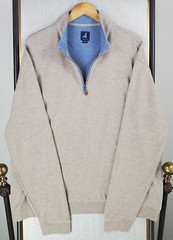 JOHNNIE-O Size 2XL Mens Khaki 1/4 Zip Soft Cotton/Lyocell Pullover Sweatshirt