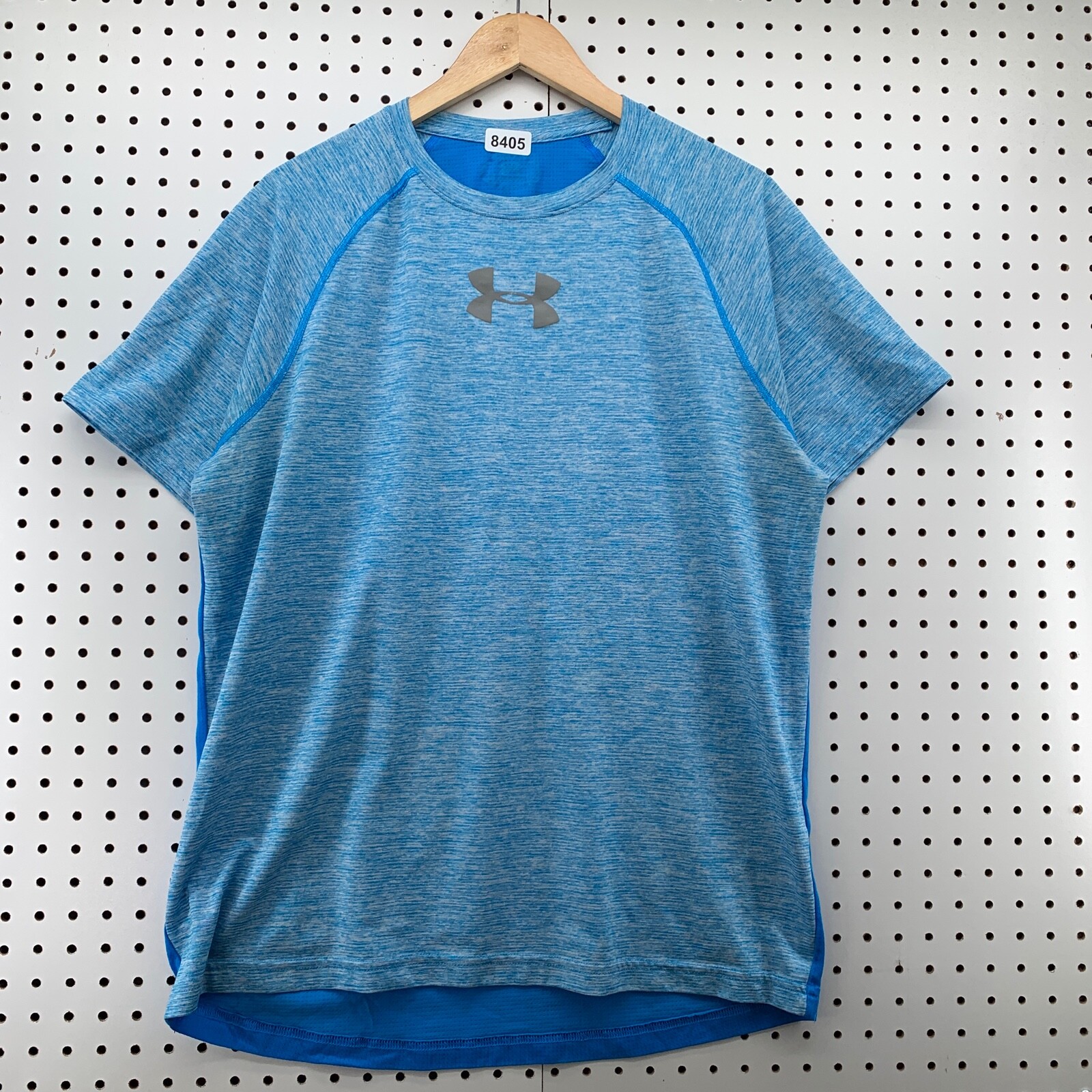 Under Armour Active Shirt Mens LArge Blue Center Logo Run Work Out 22x30 gallery